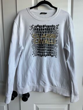 Cavalli Class Croc Print Gold Logo Sweatshirt L